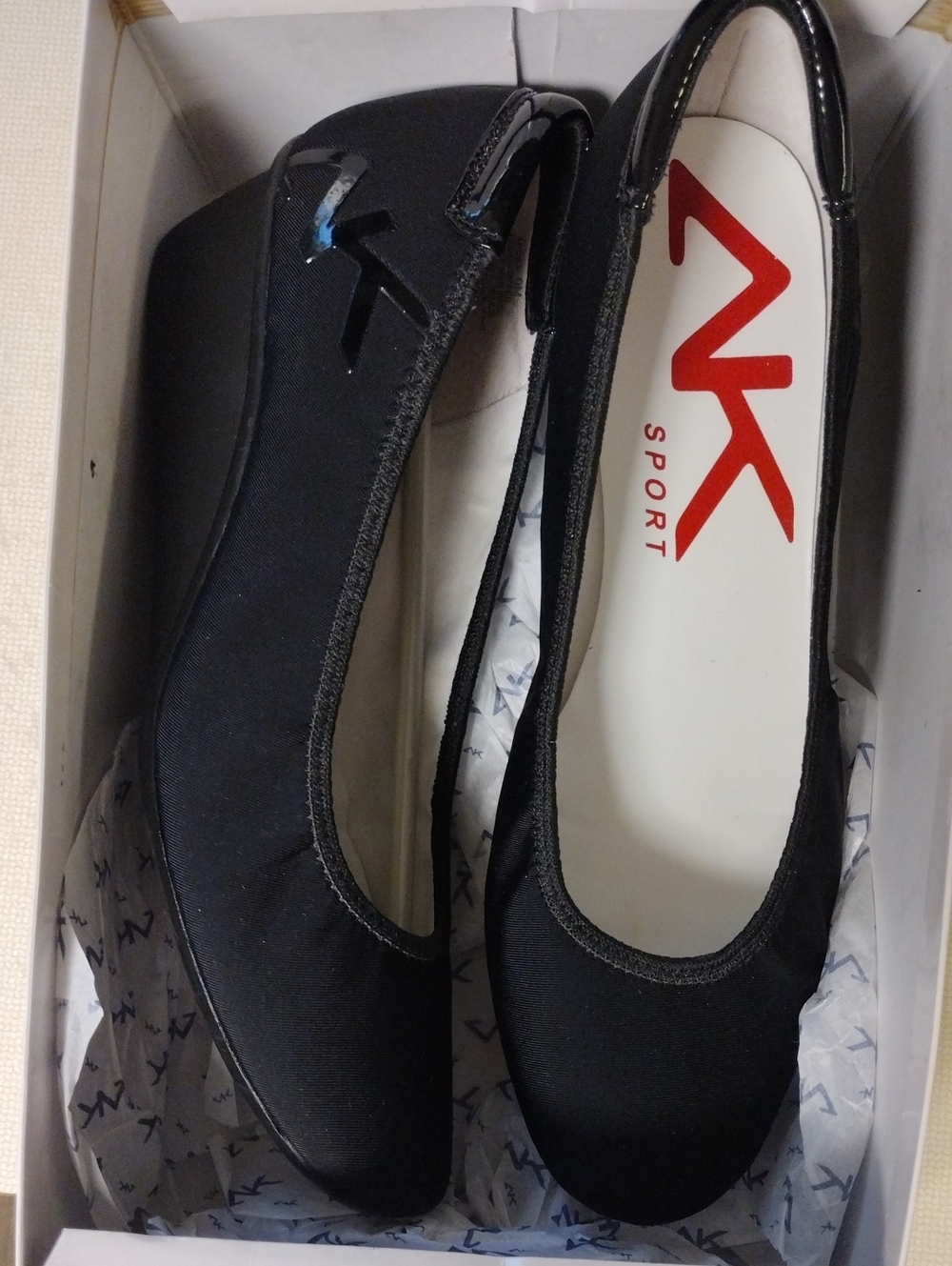 Anne Klein Sport Wisher Wedge Women's Black Slip-On Flats Size 9 New